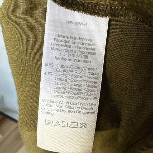 Madewell Olive Green Peasant Sleeveless Midi Dress Slip Size 8 - Picture 7 of 9